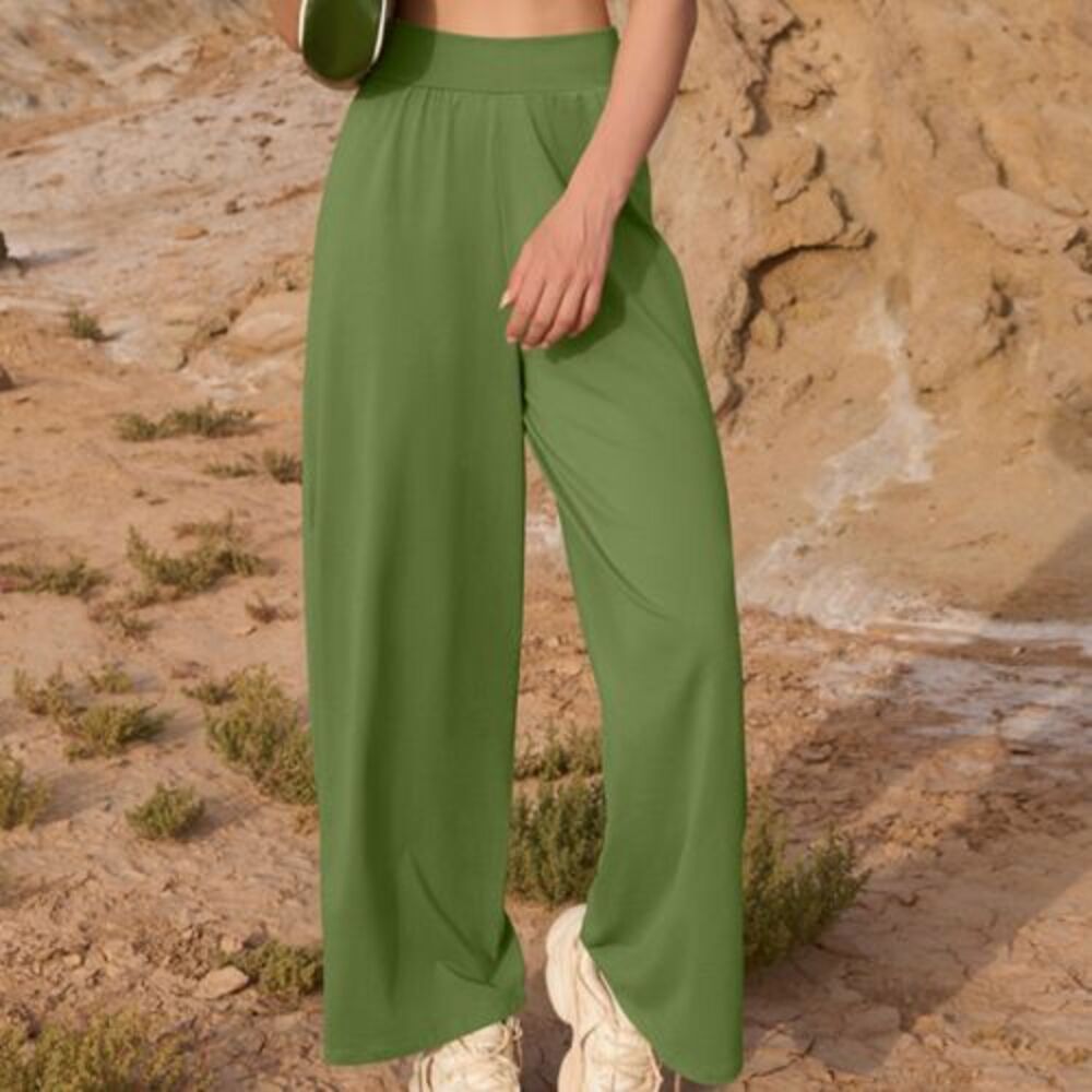 OQQ Green Seamless Lightweight Wide Leg Pull On Pants Size XL